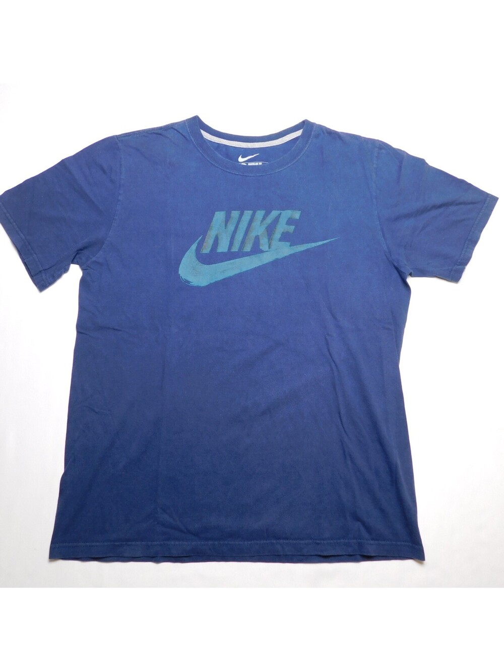 Nike Men's Size L Large Blue Futura Icon Big Logo Graphic T-Shirt 100% Cotton
